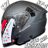 KYT NF-J PLAIN MATT ANTHRACITE [ เปิดหน้า ] [ แว่น 2 ชั้น ] [ นวมถอดซักได้ ] [ มีช่องเว้า ]