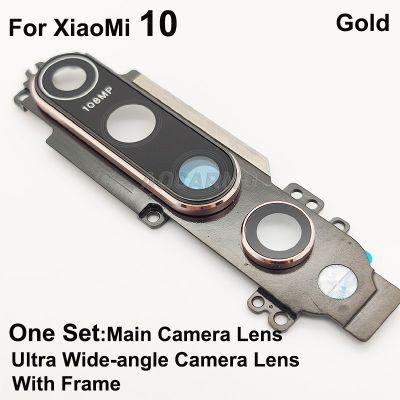 【The-Best】 Huilopker MALL Aocarmo เลนส์กล้องหลักมุมกว้างสำหรับเลนส์กล้องหลังกระจกพร้อมกรอบกรอบแบบมีวงแหวนสติกเกอร์กาวสำหรับ XiaoMi 10 Mi10