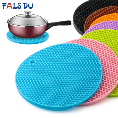 FAIS DU 2pcs Multifunctional Round Heat Resistant Silicone Mat Cup Coasters Non-slip Pot Table Placemat Kitchen Accessories Tool