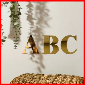 Acrylic Mirror Wall Stickers 26 Alphabet English Letters DIY Party Decor Gold