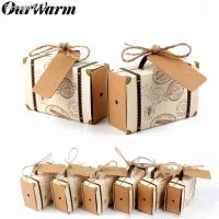 Ourwarm 10pcs Wedding Paper Candy Gift Box Travel Suitcase Chocolate Bag Gifts For Guest Wedding Favor Birthday Party Decoration