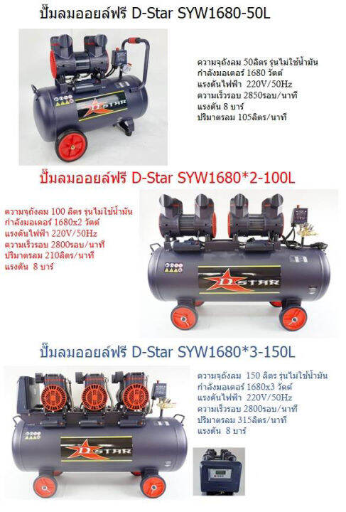 ปั๊มลม-oil-free-ออยฟรี-ปั๊มลมเสียงเงียบ-100-ลิตร-d-star-รุ่น-syw1680-100l-ปั๊มลมไม่ใช้น้ำมัน-ปั๊มลมออยฟรี-ปั๊มลมออยล์ฟรี