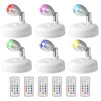 6 Pcs 13 Color Spotlight, Battery Operated Accent Lights for Hallway Artwork Closet White