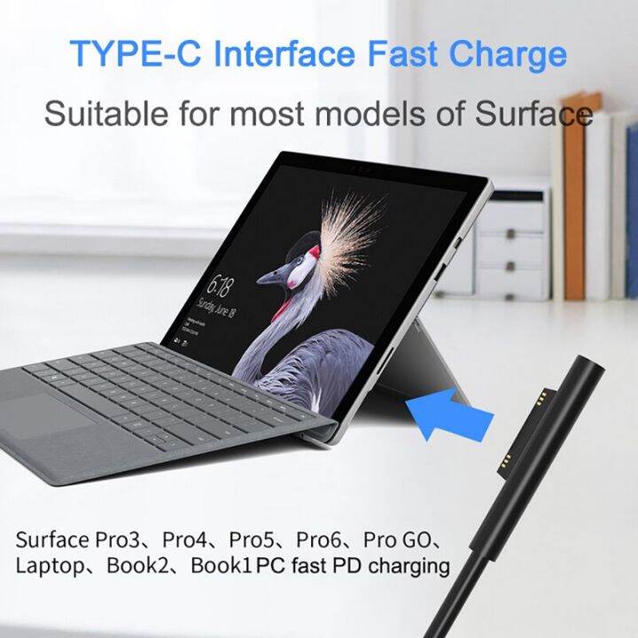 2023ใหม่-สำหรับ-microsoft-surface-pro-3-4-5-6โกสายที่ชาร์จไฟ-usb-ประเภท-c-แท็บเล็ตสายเคเบิล-pd-เครื่องชาร์จ15v-3a-สายอะแดปเตอร์-dc-usb-c-สาย