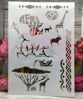 A4 Wild Africa DIY Layering Stencils Wall Painting Scrapbook Coloring Embossing Album Decorative Paper Card Template Rulers  Stencils