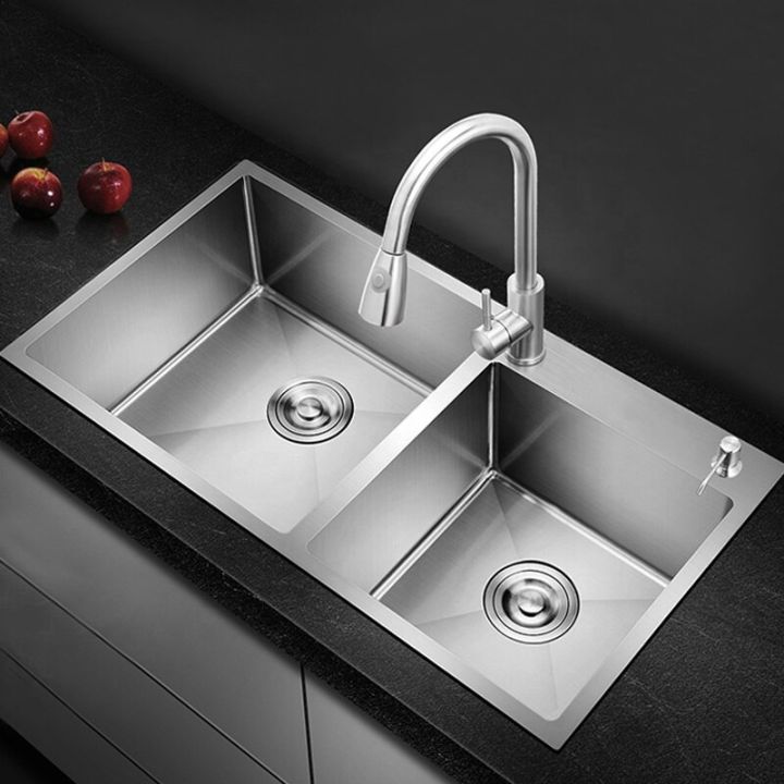 304 Stainless Steel Kitchen Sinks Luxury Double Bowel Handmade Kitchen ...