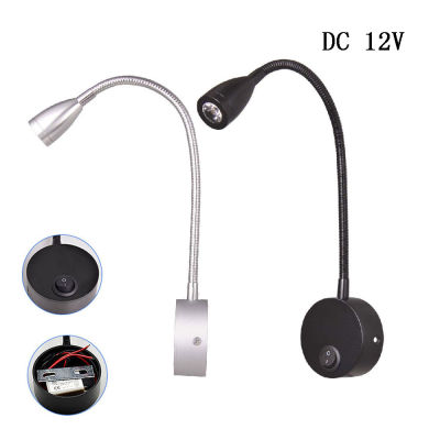 DC12V Yacht RV Interior Wall Lamp 3W LED Flexible Hoses Reading Light Bedside Book Lighting Campers Spotlight With Switch Sconce