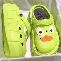 Sandal Empuk รองเท้าเปิดส้น Baotou ผู้หญิงแบบหนาลายการ์ตูนน่ารักเทรนด์นอก2023รองเท้าใส่ในบ้านรองเท้าแตะชายหาดผู้หญิง