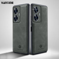 Vantime สําหรับ Realme C55 Faux Suede Case [เข้ากันได้กับที่ใส่แม่เหล็ก] Lens Protect Back Casing