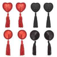 Sexy Women Milk Paste Tassel Heart Shape Sequin decorate Paste Breast Bra Nipple Cover Adhesive erotic lingerie Sticks