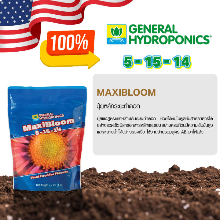 สินค้าพร้อมจัดส่ง-maxibloom-general-hydroponics-ปุ๋ยหลักระยะทำดอก-สินค้าใหม่-จัดส่งฟรีมีบริการเก็บเงินปลายทาง