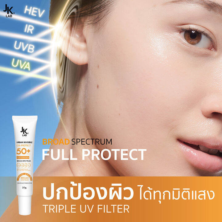 jkxlab-urban-invisible-sunscreen-spf50-pa-20-g-กันแดดเซรั่ม-สูตรน้ำบางเบาพิเศษ-ไม่ให้สี-ไม่วอก-ไม่ลอย-ปกป้องผิวครอบคลุมทุกแสง-ไม่อุดตัน-หน้าไม่มัน