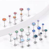 【LZ】❖❀  Aço Cirúrgico Internamente Rosca Labret Stud Opal Pedra Hélice Da Orelha Tragus Barbell Piercing Anéis Lábio Jóia Do Corpo 16G 10Pcs por Lote