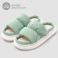 Linen Deodorant Thick Platform Summer Slippers Indoor Home Slippers Soft Anti-Slip Couples Home Floor Slides Ladies Shoes