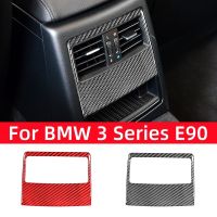 For BMW 3 Series E90 2005-2012 Accessories Carbon Fiber Interior Car Rear Air Conditioning Vents Decoration Stickers Trim Cover