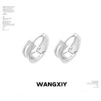 WANGXIY 925 Silver Line Geometry Hoop Earrings Jewelry