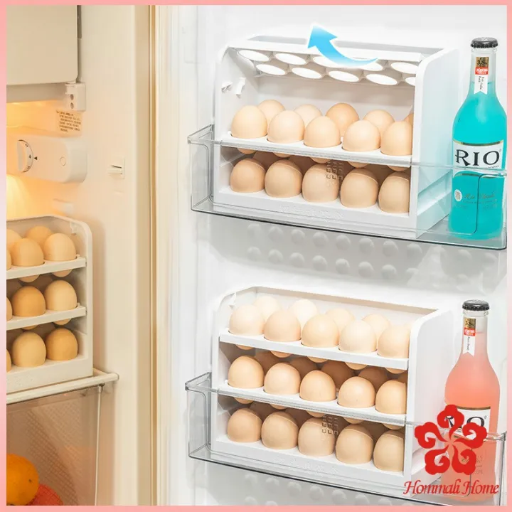 กล่องเก็บไข่ 3 ชั้น ความจุ 30 ฟอง ชั้นวางไข่ตู้เย็น egg shelf Lazada