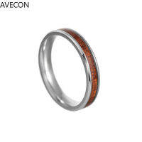 AVECON ใหม่แฟชั่นแหวนฝังฮาวาย Acacia ไม้4มม. แคบแหวนคู่เครื่องประดับ