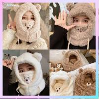 LAIHOU สำหรับผู้หญิง ฤดูหนาวที่อบอุ่น หมวกตุ๊กตาผ้า Earflap earmuff หมวกหูหมี หมวกกันลม หมวกบีนนี่