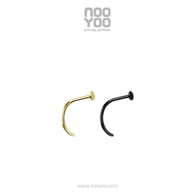 NooYoo จิวจมูกสำหรับผิวแพ้ง่าย Nose Pigtail Disc Gold PVD