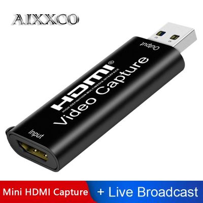 AIXXCO HD 1080P 4K HDMI Video Capture Card USB Video Capture Board Game Record Live Streaming Broadcast Local Loop Adapters Cables
