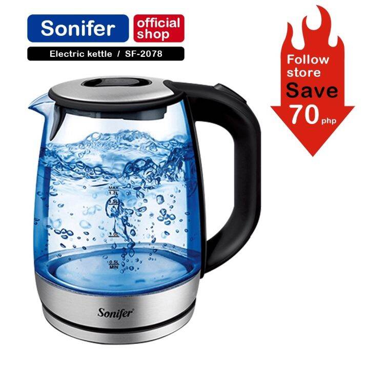 Borosilicate Glass Electric Kettle with LED Light Cordless water boiler