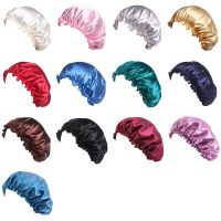 Hot Selling Elastic Band Hair Care Bonnets For Women Solid Color Satin Sleeping Night Caps Femme Hair Cover Beanies Shower Hats Accessories