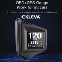 EKLEVA OBD GPS หน้าจอหัวระบบ2นิ้ว,หน้าจอดิจิตอล Hud สำหรับรถยนต์มาตรวัดความเร็วด้วย GPS โปรเจคเตอร์สปีดรถยนต์กล่องแจ้งเตือนความเร็วเกินกำหนด LCD