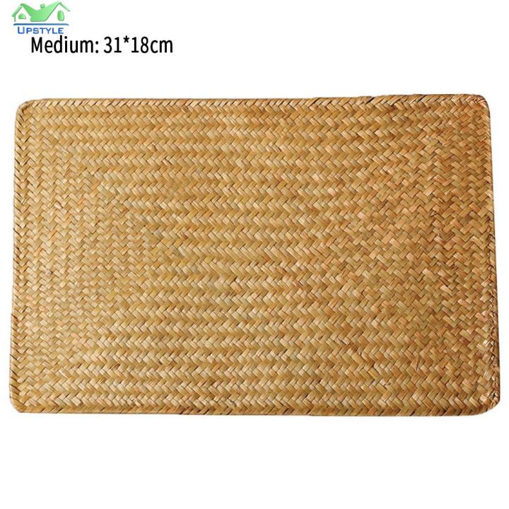 lucky-table-mat-natural-handmade-table-woven-placemat-woven-mat-ฉนวนกันความร้อน-anti-skidding-pad-ทนความร้อน-washable-rustic-outdoor-สีเหลือง-placemats