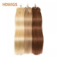 HDWIGS Human Hair Extension Straight Micro Loop Fishing Line Hair Extension 50pcs 1g/strand Micro Beads Fashion Human Hair 613# Wig  Hair Extensions