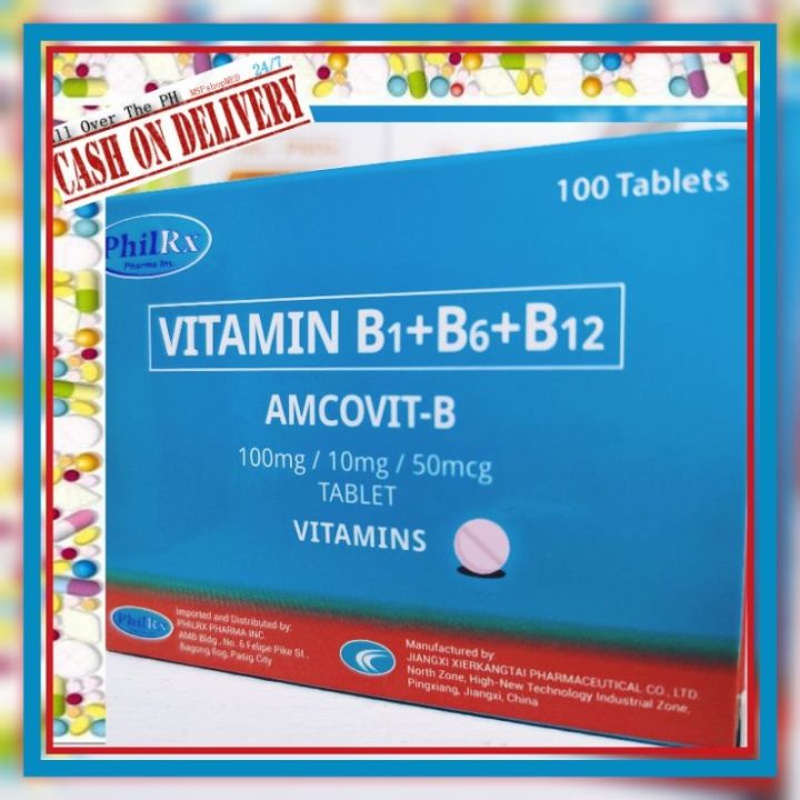 AMCOVITB VITAMINS B1 B6 B12 100mg/ 10mg/ 50mcg Tablet 100s Lazada PH