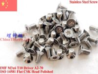 【❂Hot On Sale❂】 wangqiang1 สกรูสแตนเลส M3x6ตัวขับ T10 Torx Iso 14581หัว Csk แบบแบน A2-70 Rohs ขัดเงา100ชิ้น