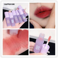 Cappuvini ลิปสติกเนื้อครีมทาปากแบบด้านลิปเคลือบริมฝีปากกำมะหยี่สีชานมไม่ซีดไม่ติด