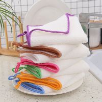 2/3/5PCS/SET Bamboo Fiber Dish Towel Double Thickened Absorbent Rag Kitchen Towels Household Items Cleaning Supplies Cloth Tools Dish Cloth  Towels