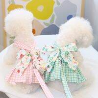 Fashion Pet Dog Harness Dress Cute Dog Clothes Fancy Puppy Princess Skirt Cute Print Cat Dress Bow Pet Harness Chihuahua Clothes Dresses