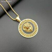 ☽₪◇ Peraonality Trend Hip Hop Round Animal Lion Head Pendant Necklaces for Men Jewelry