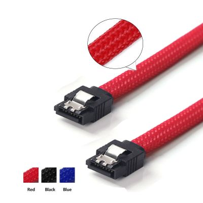 1pcs/3pcs 50cm Sata3 7pin Data Cables 6gb/s Ssd Cable Hdd Hard Disk Drive Cord Line With Nylon Braid White Red Color Sleeved