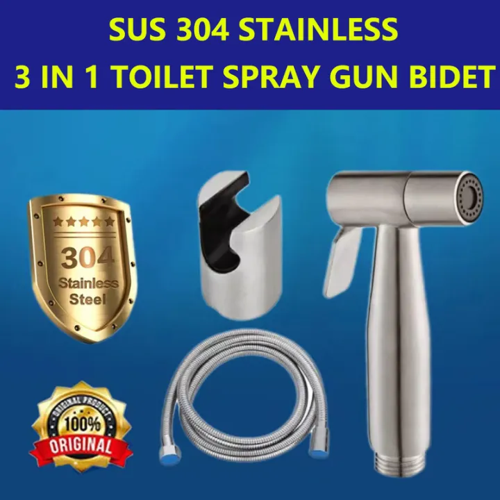 SUS304 Stainless 3 IN 1 Toilet Spray Gun Bidet Portable Flush Spray Gun