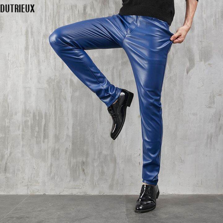 Mens leather hot sale trousers skinny