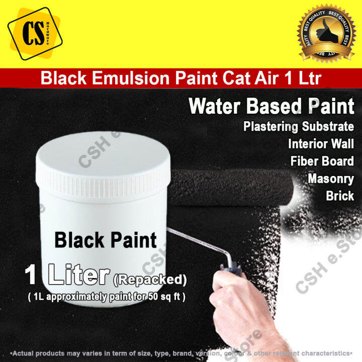 Black Paint Black Emulsion Paint Cat Hitam Cat Air Hitam 1 Liter for