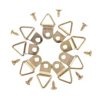 100 Set Picture Hanger Photo Frame Hanging Triangle D Rings Golden Picture Frames Single Hole Hanger Hooks With Screws