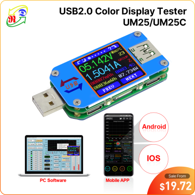 RD UM25 UM25C for APP USB 2.0 Type-C LCD Voltmeter ammeter voltage current meter battery charge usb Tester LED Strip Lighting