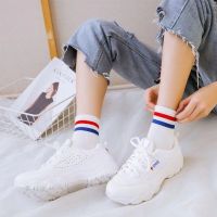 5 pairs of fashionable mens and womens tube socks, mens all-match fashionable breathable ankle socks, 100 cotton sports socks