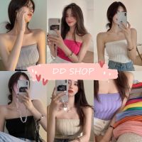 DD SHOPพร้อมส่ง 7128 เสื้อเกาะอก ไหมพรม ผ้าร่อง สีสันให้เลือกเยอะมาก น่ารักเทรนเกาหลี