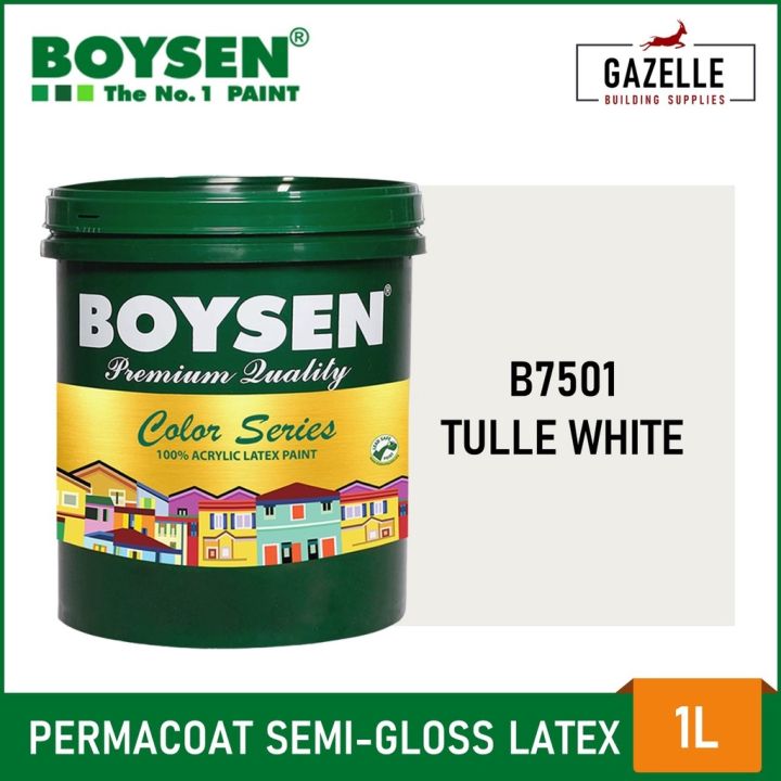Boysen Color Series Permacoat Semi-Gloss Latex Paint Tulle White B7501 ...