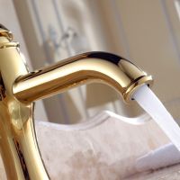 ☊❇ Vidric Brass gold plated Bathroom basin faucet hot cold mixer tap sink faucet single handle single hole Bathtub faucet torneira