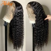 【LZ】☇✻✗  Deep Wave Closure Wig Human Hair Brazilian Curly Full Lace Hair Wigs PrePlucked Bleached Knots Wigs 13x4 Deep Wave Frontal Wigs