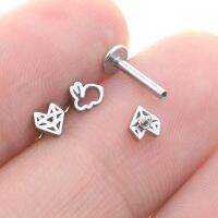 New 2Pcs 16G Bar Hollow Rabbit Earrings Heart Nose Stud Ear Piercing Helix Tragus Cartilage Conch Labret Lip Ring серьги Jewelry Body jewellery