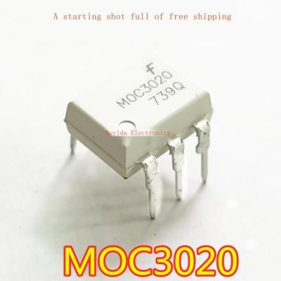 10ชิ้นสีขาว Optocoupler MOC3020 MOC3020M ใหม่เดิม Optocoupler DIP-6นำเข้า