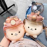 ❉卐▫ 1000ml Bear Water Bottle with Straw for Girls Big Belly Plastic Cup Drinking Bottle Kids kawaii Drinkware BPA Free Travel Kettle